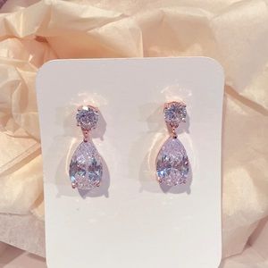 Beautiful rose gold teardrop cz earrings